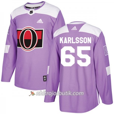 Män Ishockey Ottawa Senators Tröja Erik Karlsson 65 Adidas 2017-2018 Lila Fights Cancer Practice Authentic
